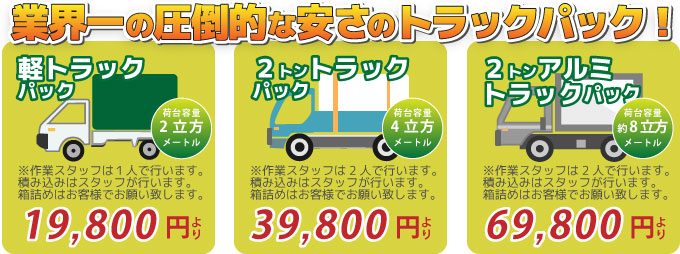 トラックパック価格表